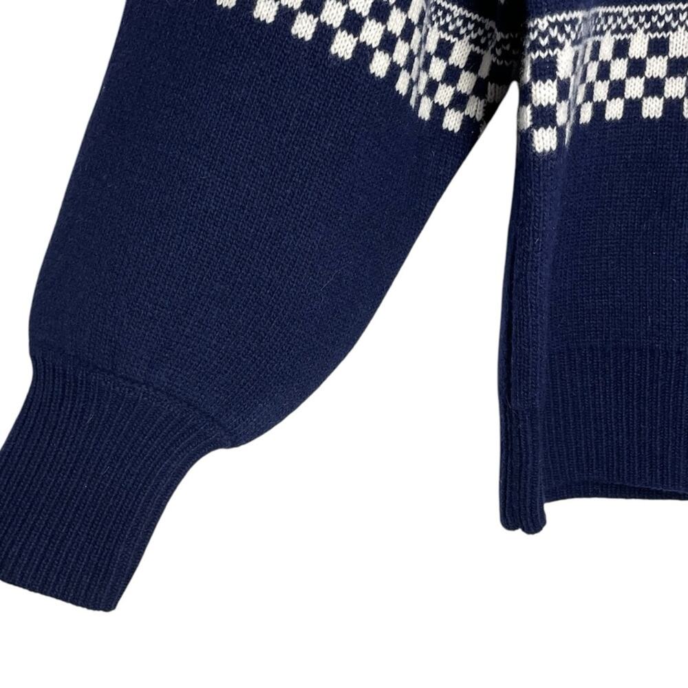 Sandro Paris Navy Blue White Wool Blend True Love Luciano Sweater - 2 Medium - Picture 9 of 13